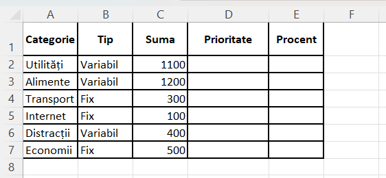 Excel — foldere fisiere, grafic, procente tva