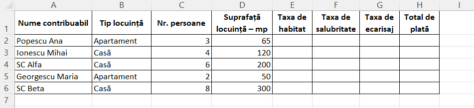 Excel — foldere fisiere, formule functii, tabel
